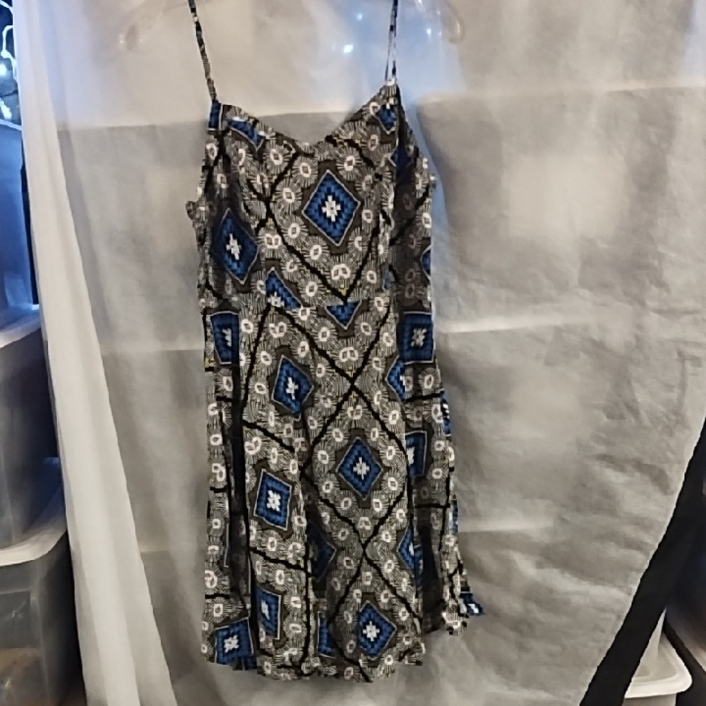 Old Navy Blue and Black Geometric Midi Skirt